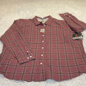 RIDGE CUT WOMENS SIZE 2XL Plaid Shirt in Red NO GAP LONG TAIL